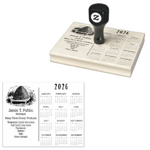 Bienenstock und Bienen & Kalender 2026 Gummistempel
