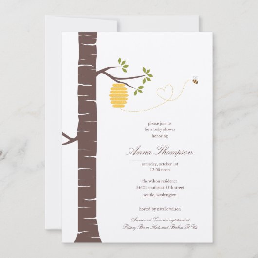 Bienenstockdusche/Party Einladung (Vorderseite)