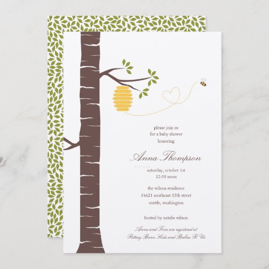 Bienenstockdusche/Party Einladung (Vorne/Hinten)