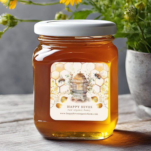 Bienenstöcke Bienenwärter Wasserfarbe Quadratischer Aufkleber