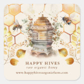 Bienenstöcke Bienenwärter Wasserfarbe Quadratischer Aufkleber (Vorderseite)