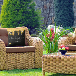 Bienenstöcke-Glitzer-Schwarzgoldmonogramm Kissen