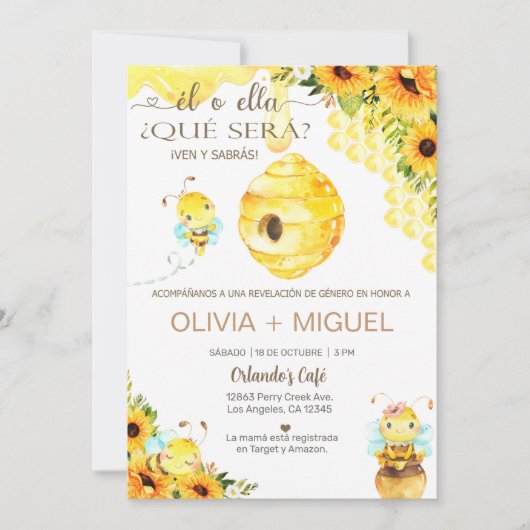 Bienenstöcke Mädchen Geschlecht offenbaren Einladu Einladung (Vorderseite)