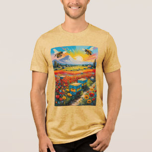 Bienenstöcke Mohnblumen und Bienen bei lebendigem Tri-Blend Shirt