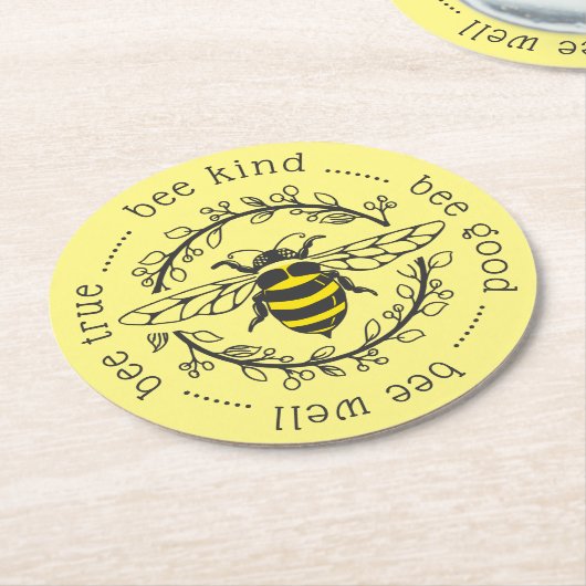 Bienenstöcke Runder Pappuntersetzer (Angewinkelt)