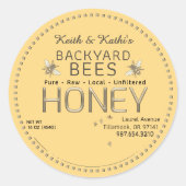 Bienenstöcke und kleine Bienen auf Gelb Runder Aufkleber (Vorderseite)