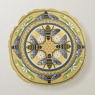 Bienenstockkissen Rundes Kissen