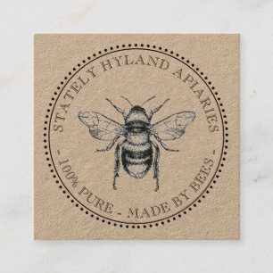 Bienenstöpferkraft-Tag mit bearbeitbarer Produktüb Quadratische Visitenkarte