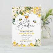 Bienenstube Rosa Geschlecht Neutral Oh Babee Einladung (Stehend Vorderseite)