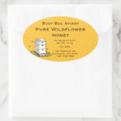 Bienenstück mit Honeycomb-Background Custom Ovaler Aufkleber (Tasche)