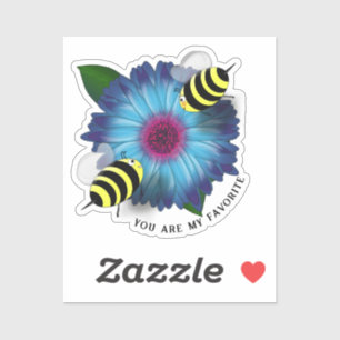 Bienenstufe am Mittag auf blauer Blume Aufkleber