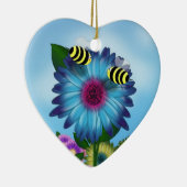 Bienenstufe am Mittag auf blauer Blume Keramikornament (Rechts)