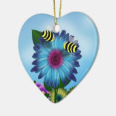 Bienenstufe am Mittag auf blauer Blume Keramikornament (Links)