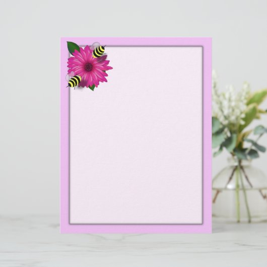 Bienenstufe am Mittag auf rosa Blume (Stehend Vorderseite)