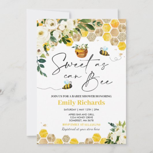 Bienenstuhlgeschlecht neutrales Süßigkeiten wie Bi Einladung (Vorderseite)