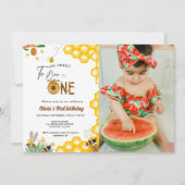 Bienentag Gelbe Biene erste Geburtstagsparty Einladung (Vorderseite)