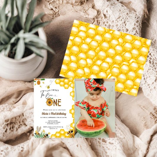 Bienentag Gelbe Biene erste Geburtstagsparty Einladung