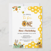 Bienentag Gelbe Biene erste Geburtstagsparty Einladung (Vorderseite)
