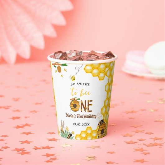 Bienentag Gelbe Biene erste Geburtstagsparty Pappbecher (Insitu)