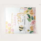 Bienentag Hummel Birthday rosa Blumenbanner Wandteppich (Vorderseite (Horizontal))