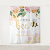 Bienentag Hummel Birthday rosa Blumenbanner Wandteppich (Vorderseite)