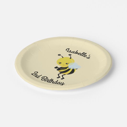 Bienentag-Party Personalisierte Teller (Schrägansicht)