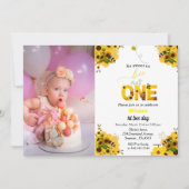 Bienentag, Thema des ersten Geburtstags, so süß zu Einladung (Vorderseite)