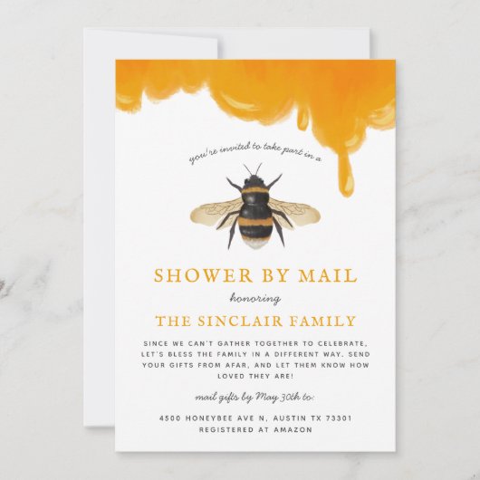 Bienenthema Babydusche per Post Einladung (Vorderseite)