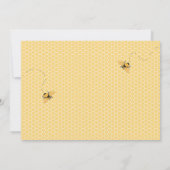 Bienenthema Honeycomb Gold & Gray Polka Dot Einladung (Rückseite)