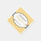 Bienenthema Honeycomb Gold & Gray Polka Dot Serviette (Ecke)