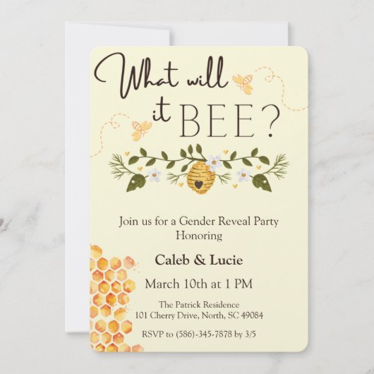 Bienenthema - Party Einladung (Vorderseite)