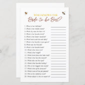 Bienenthema "Wer die Bride kennt" Brautparty Game (Vorne/Hinten)