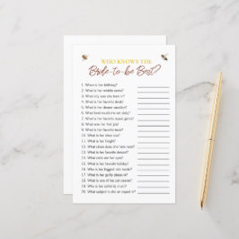 Bienenthema "Wer die Bride kennt" Brautparty Game