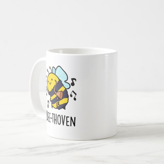 Bienenthoven Funny Music Bee Pun Kaffeetasse (Vorderseite Links)