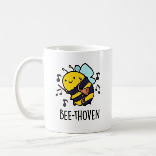 Bienenthoven Funny Music Bee Pun Kaffeetasse (Links)