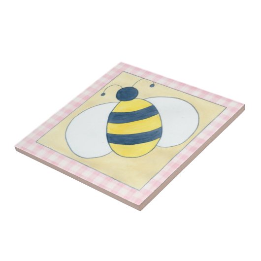 Bienentrio mit Blume Fliese (Seite)