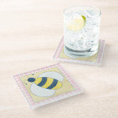 Bienentrio mit Blume Glasuntersetzer (Schrägansicht)