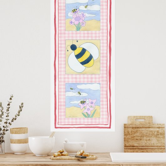 Bienentrio mit Blume Poster (Küche)