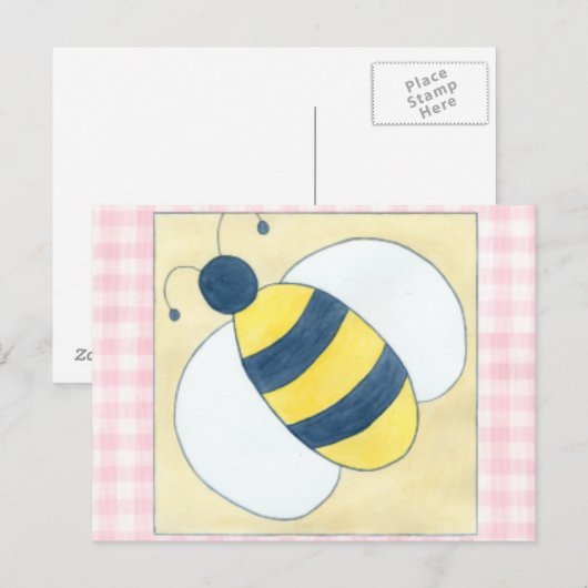 Bienentrio mit Blume Postkarte (Vorne/Hinten)