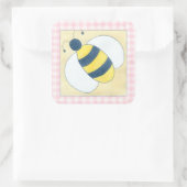 Bienentrio mit Blume Quadratischer Aufkleber (Tasche)