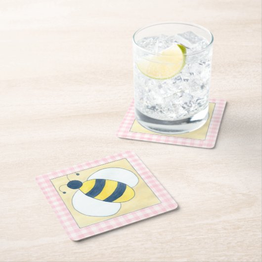 Bienentrio mit Blume Rechteckiger Pappuntersetzer (Vor Ort)