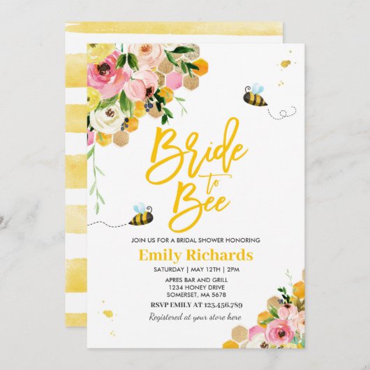 Bienenvölkerdusche Einladung zur Blumenbraut (Vorne/Hinten)