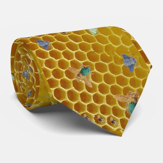 Bienenwabe mit Sein-Jeweled Bienen-Krawatte Krawatte (Gerollt)