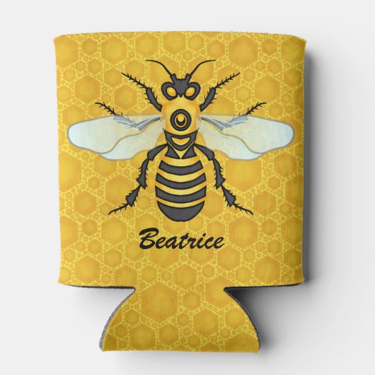 Bienenwabe Personalisiert Name Honeybee Hive Dosenkühler (Rückseite)