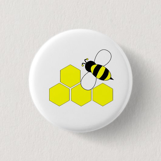 Bienenwaben-Biene Button (Vorderseite)