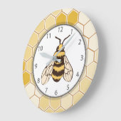 Bienenwaben-Hummel-Grau-Zahlen Große Wanduhr (Winkel)