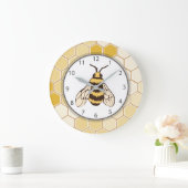 Bienenwaben-Hummel-Grau-Zahlen Große Wanduhr (Zuhause)