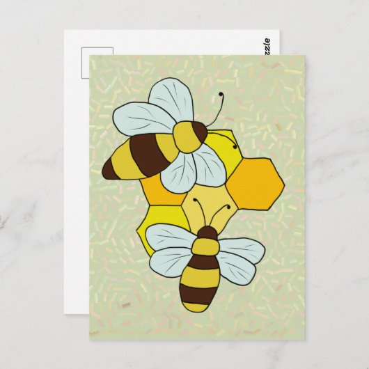 Bienenwaben Postkarte (Vorne/Hinten)