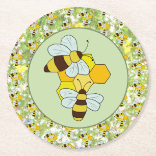 Bienenwaben runder pappuntersetzer