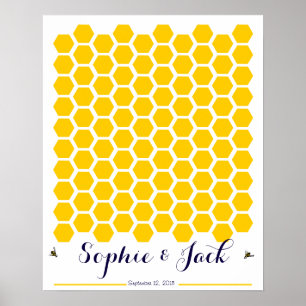 Bienenwabenunterschrift Hochzeitstorbuch Poster